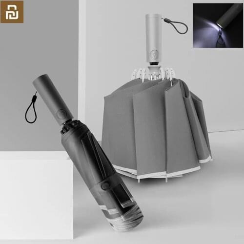 Konggu Reverse Automatic Lighting Umbrella 10Ribs UV protection Sunny Rainy Umbrella Safety Reflective Tape Portable Paraguas