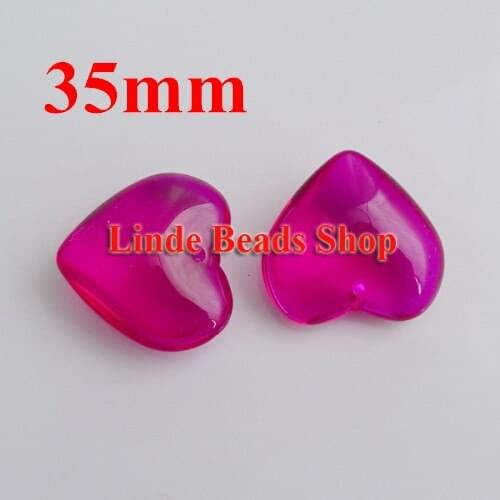 Free Shipping! Wholesale AAA Top Quality 35mm crystal heart pendant mill finish fushia colour 12pcs/lot