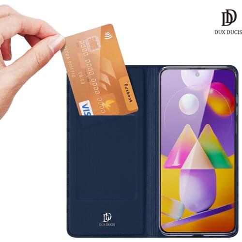 For Samsung Galaxy M31s DUX DUCIS Skin Pro Series Flip Cover Luxury Leather Wallet Case Full Good Protection Steady Stand