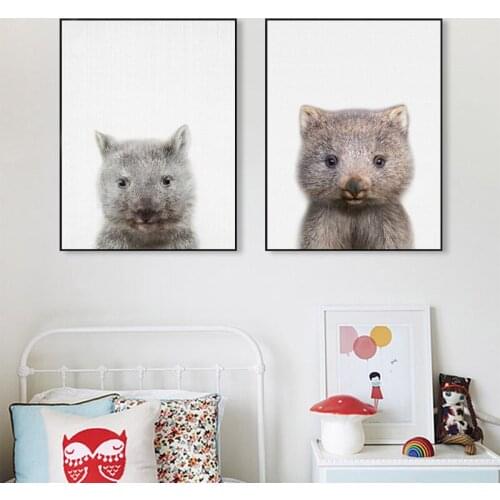 Cub Wombat Animal Photography Poster Nordic Canvas Painting Prints Nursery Wall Art Pictures Australian Animals Kids Room Decor