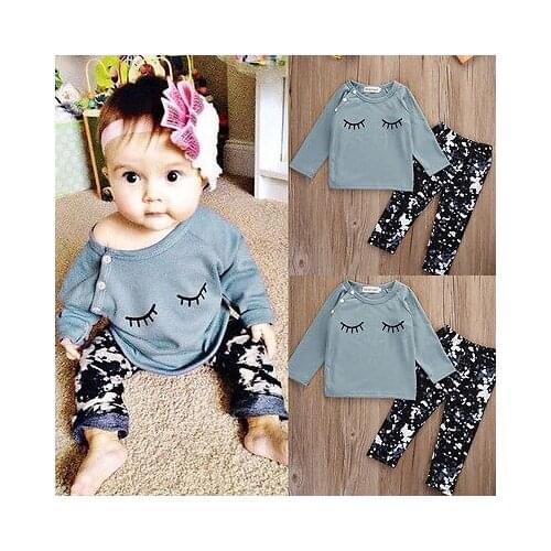 Infant Newborn Baby Girl Cotton Long Sleeve T-shirt Tops Pants Outfit Leggings Clothes Set