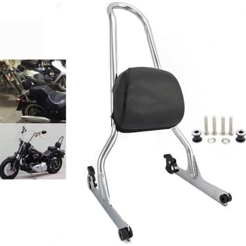 Chrome Passenger Sissy Bar Backrest Pad Cushion For Harley Fat Boy FLSTF &Fat Boy Lo FLSTFB &Softail &Night Train &Cross Bones