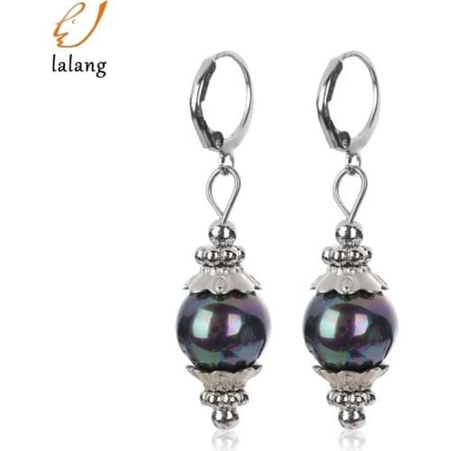 Colorful Handmade Shell Pearl Round Beads Hook Earring European American Fashion Dangle Earrings