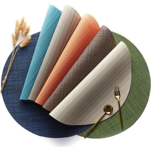 Round PVC Placemat Restaurant Anti-Scalding Heat Insulation Pad Thickened Western Placemat Vertical Lines
