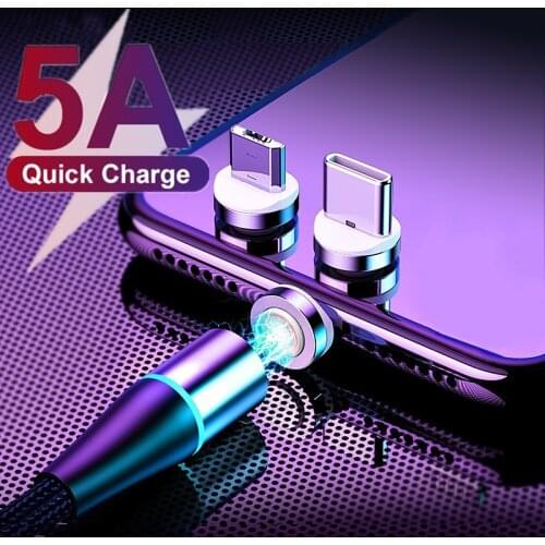 5A Supercharge Magnetic Cable Micro USB Charging Type C Quick Charger Magnet 2M For Huawei P30 P20 P10 Mate 20 Pro Samsung S20