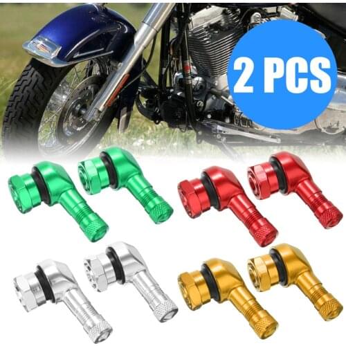 Mayitr 2pcs Aluminum Alloy Motorcycle 90 Degree Wheel Tire Tubeless Valve Stem Cap Aluminum For Scooter Dirt Bike