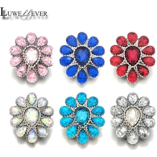 Fashion Component w158 Crystal 3D 18mm Metal Snap Button For Bracelet Necklace Interchangeable Jewelry Women Accessorie Findings