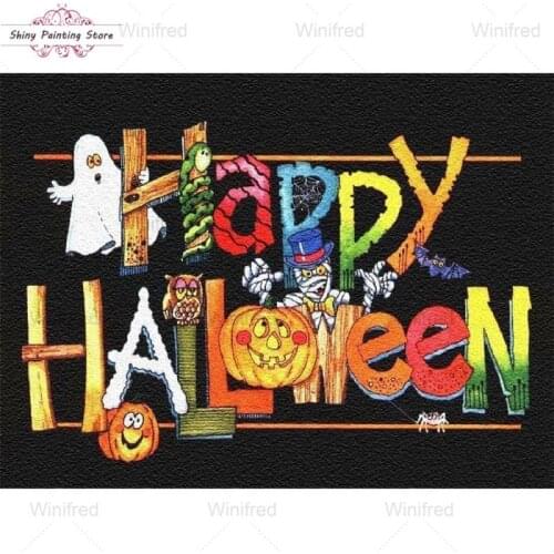 5D Cartoon Happy Halloween Diamond Painting Diamond Embroidery Cross Stitch Kit Rhinestone Picture Decor Handmade Halloween Gift