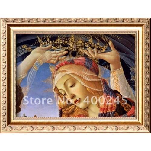 Portait oil painting The Madonna of the Magnificat Detail of the Virgins Face and Crown by Sandro Botticelli paintings canvas