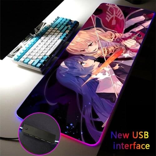 Anime Girl Rubber New Rgb Mouse Pad Protection Table Mat Game Player Desktop Top Quality Mouse Pad Led Luminous Notebook Xxl