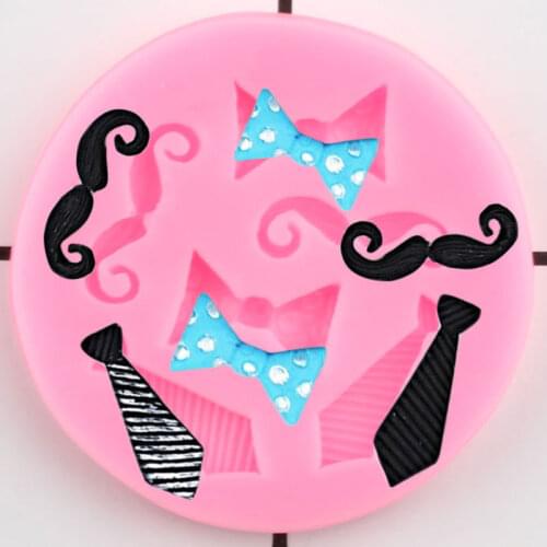 Mustache Bow Tie Silicone Molds Fondant Mold Cupcake Topper DIY Party Cake Decorating Tools Candy Clay Chocolate Gumpaste Moulds