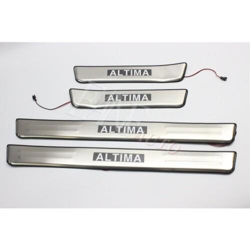 Stainless Steel Led Door Sill Scuff Plate Guard Sills Protector Trim For Nissan Altima 2013-2015 B Style