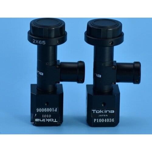 Used original tokina coaxial telecentric lens 2X65 with 90 degree corner prism