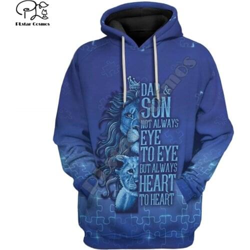 PLstar Cosmos Blue Autism Dad and Son Puzzle 3D Print Hoodies Casual Men/Women Zipper Hooded Unisex Brand Streetwear J6