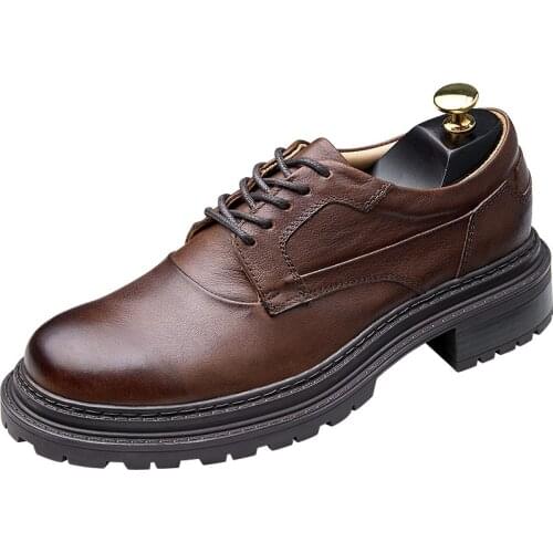 Spring Autumn British Retro Men Shoes Lace-Up Men Dress Shoes Dress Shoes for Men High Quality Genuine Leather All-match Cowhide