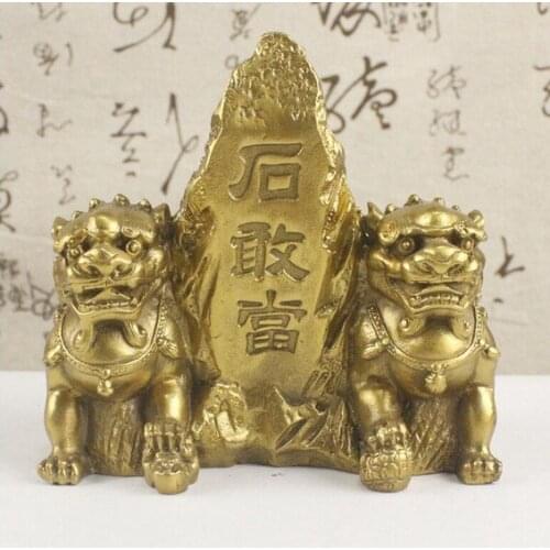YM 309 A copper shigandang Taishan Shuangshi shigandang copper lions defends the feng shui ornaments Home Furnishing