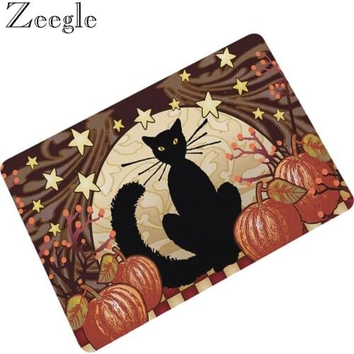 Zeegle Cartoon Cat Doormat Home Entrance Rug Rubber Floor Mat Outdoor Floor Carpet Washable Rug Anti Slip Bathroom Shower Mat
