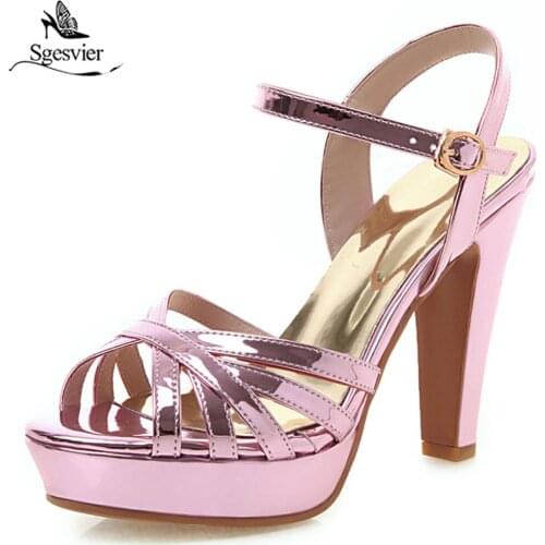 Sgesvier 2019 Classic Top Quality Thick High Heels Shoes Woman Lady Sexy Buckle Party Women Shoes Summer Gladiator Sandals G442