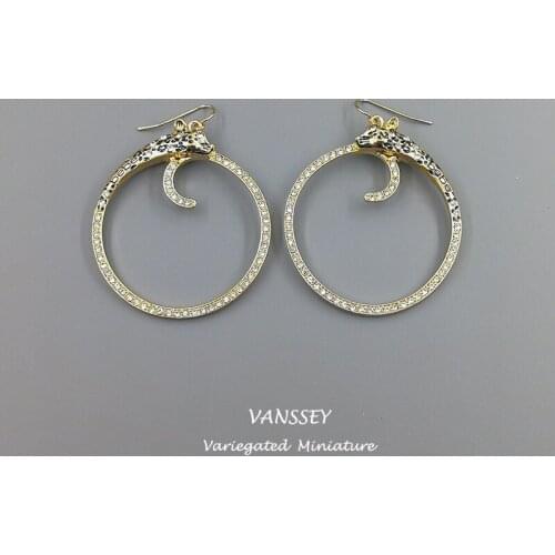 Vanssey Vintage Animal Leopard Panther Rhinestone Hoop Earrings Party Wedding Accessories for Women 2018 New