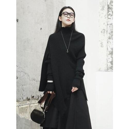 Owen seak Women Cotton Pullover Sweater Gothic High Street Clothing Spring Black Women Coats Sweater