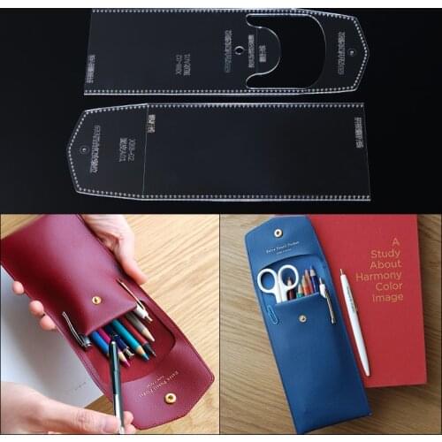 1 Set Acrylic Leather Template Handwork Leathercraft Cutting Pencil box Pencil Case 10*19.5*1cm