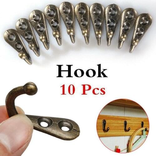 10pcs Wall Door Metal Antique Hooks Hanger For Key Clothes Coat Hat Bags Tow