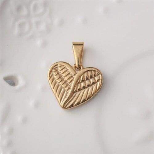 Gold Stainless Steel Heart Wing Charms For Jewelry Making Golden Metal Angel Wing Charm Pendant & Necklace Wholesale 10pcs