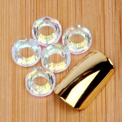 10pcs/pack 8mm Round Shape Angle Rings Glass Hollow Crystal Chameleon Cabochom Jewelry Nail Art DIY Garments Dress Decoration