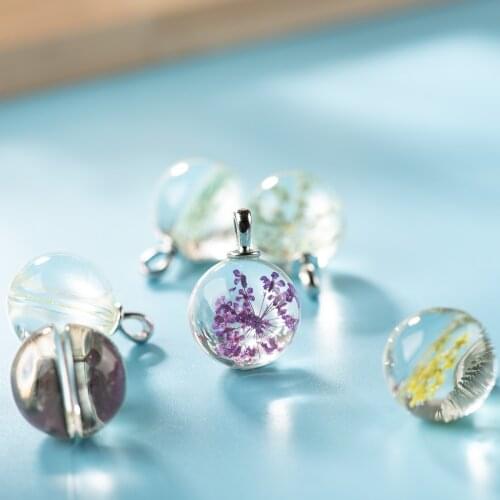 18#5pcs Iron Hook Hand-made Flower Glass Bead string Natural Dried Flowers For DIY Earrings Necklace Jewelry 0a4#2618