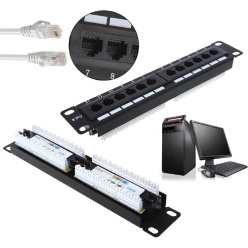 2021 New Cat6 12 Port RJ45 Patch Panel UTP LAN Network Adapter Cable Connector