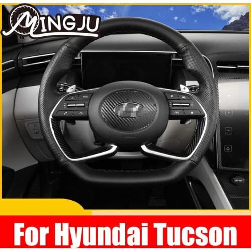 For Hyundai Tucson 2021 NX4 Accessories Steering Wheel Cover Leather Protection Strim Hand Stitched Installation 2022