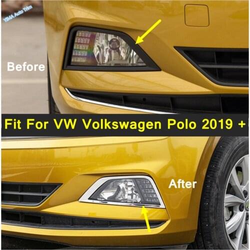 Auto Styling Front Bumper Fog Light Lamp Frame Cover Trim Stainless Steel Accessory Fit For VW Volkswagen Polo 2019 2020