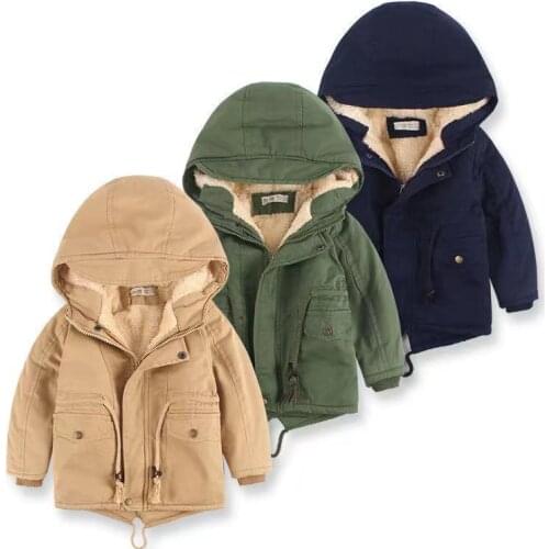 2021 Winter Children Coat Baby Boys Girls Warm Fleece Jacket Kids Hooded Outerwear Thick Thermal Trench 3 Colours Winter Clothes