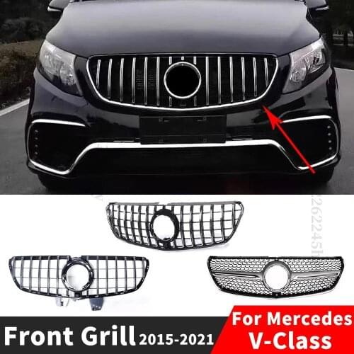 Modified Front Grille Racing Grill Hood Grille Accessories Facelift For Mercedes Benz V Class W447 2016 2018 2019 2020 2015-2021