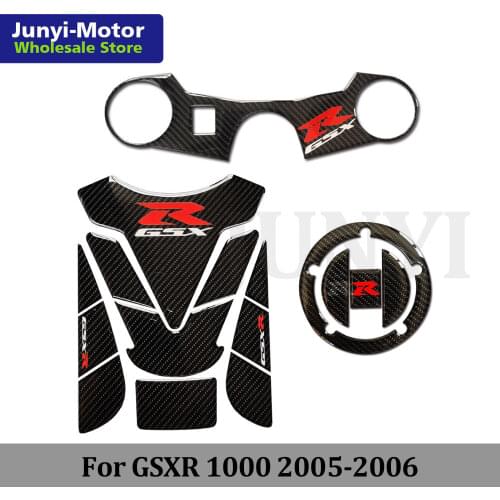 For Suzuki GSX-R 1000 GSXR1000 2005-2006 K5 K6 Tank Cover Cap Pad Sticker Triple Clamp Carbon Fiber Decal Motorcycles Stickers