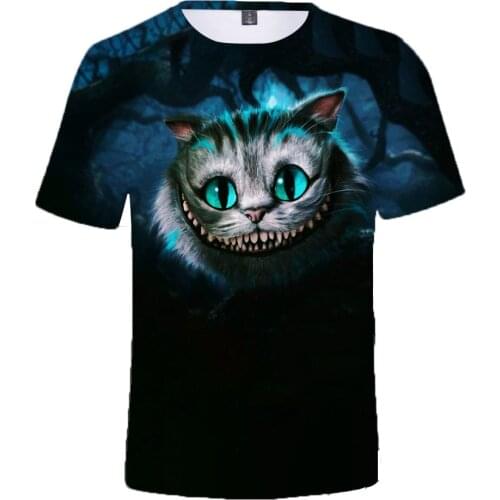 Alice In Wonderland Classic Surprise Pose Tshirt MenS Black T-Shirt Basic Models T Shirt Anime Cotton O-neck Tshirt Tees Casual