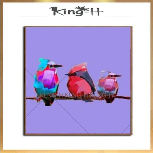 Artist hand-painted high quality modern abstract colorful bird oil painting on canvas modern bird decoration home childrens