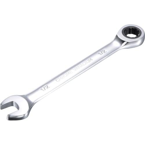 Uxcell 1/2 Inch Ratcheting Combination Wrench SAE 72 Teeth 12 Point Ratchet Box Ended Spanner Tools, Cr-V