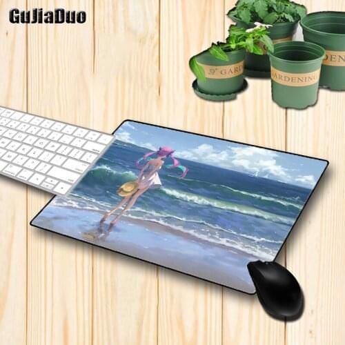 GuJiaDuo Anime Girl Small Size Mouse Pad Gaming Room Accessories Kawaii Computer Pc Desk Mat Cartoon Beach Keyboard Mousepad