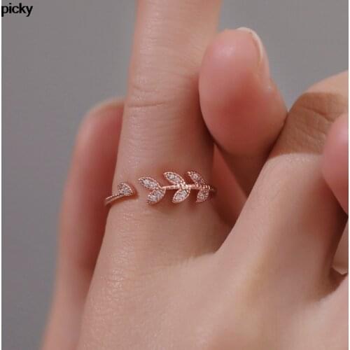 Fashion Simple Leaf Rings Women Gold Silver Color Resizable Ring Wedding Jewelry Ladies Gifts 2020 New Arrivals Dropshippping