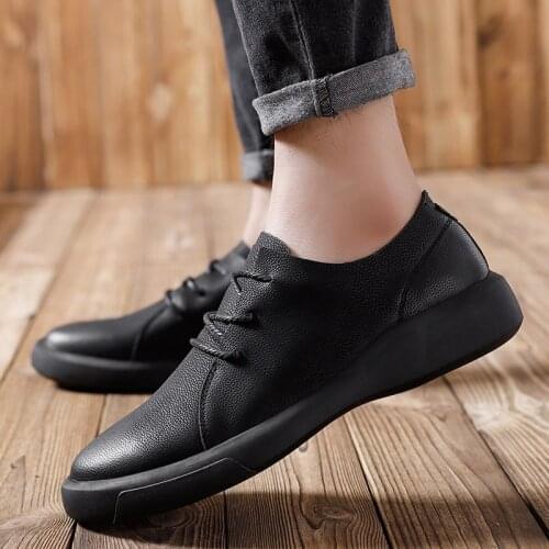 Leather men casual shoes 2021 new mens loafers moccasins breathable non-slip black driving shoes genuine leather shoes men