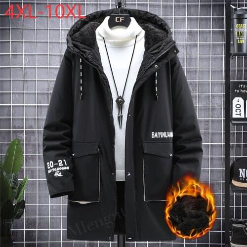 Men Clothing Hooded Fleece Jackets Male Harajuku Warm Thicken Faux Rabbit Fur Coat Autumn Winter Outerwear Plus Large Size 10XL