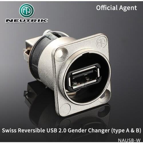 Neutrik Reversible USB 2.0 Gender Changer (Type A & B) NAUSB-W D-shape Housing Dock Multimedia Date Chassis Connector Adapter