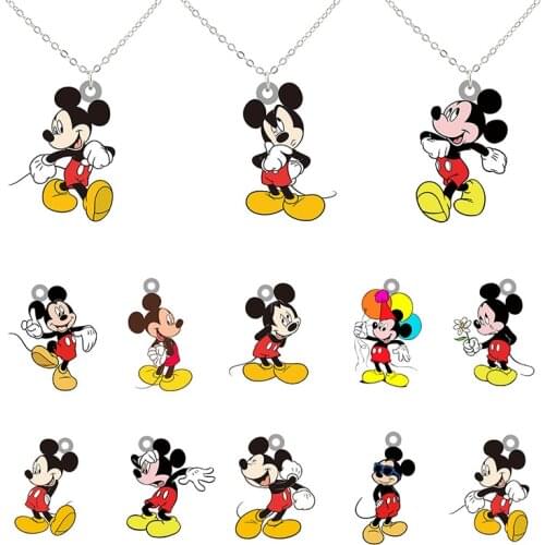 Disney Cartoon Animation Mickey Playing Balloon Shape Pattern Pendant Necklace Creative Design Epoxy Resin Jewelry
