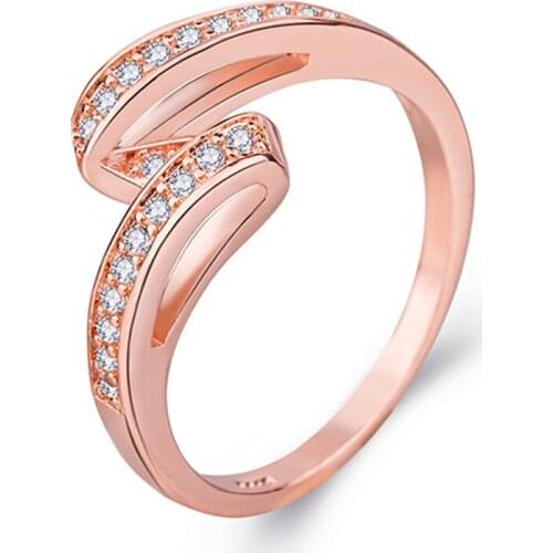 Charms Rose Gold Girls Ring With Stones Shiny Finger Accessories Silver 925 Women Rings Bride Wedding Engagement Bijou Vintage