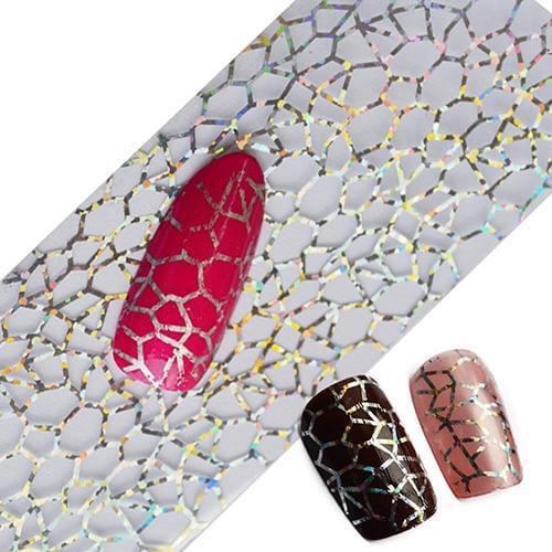 Popfeel Glitter Nail Art Full Tips DIY Cobweb Nail Foils Transfer Polish Sticker Nail Deca Nail Art Stickers & Decals 1 Sheet