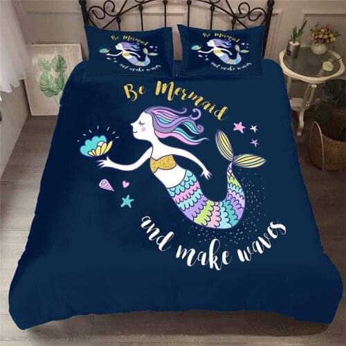 Bedding Set 3D Printed Duvet Cover Bed Set Sea Mermaid Home Textiles for Adults Lifelike Bedclothes with Pillowcase #MRY08