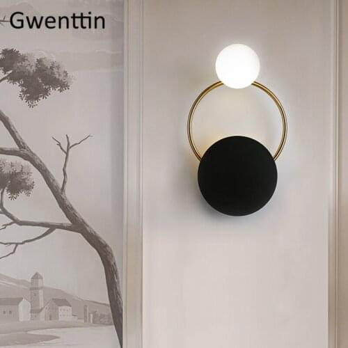 Post Modern Luxury Ring Wall Lamps Glass Led Sconce Light Fixtures Loft Industrial Lamp Bedroom Bathroom Home Decor Luminaire