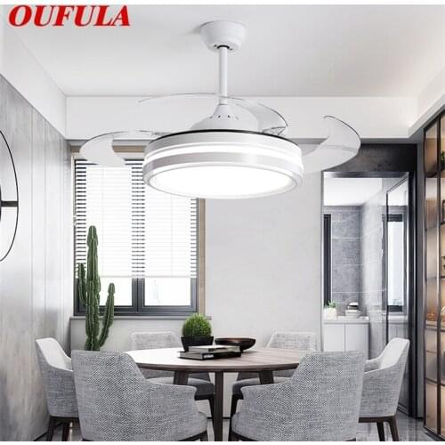 OUFULA Ceiling Fan With Lights Remote Control 3 Colors LED Decorative For Home Living Room Dining Room Bedroom Restaurant