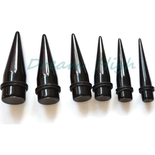 Straight Black Ear Stretcher Acrylic Expander Taper Stretched For Ear Lobes Funky Body Piercing Jewelry Large Gauge